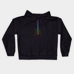 Concert Style Acoustic Guitar Colorful Outline Kids Hoodie